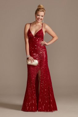 Crossing Sequin Sheath Dress with Slit David's Bridal WGINKI20191020  [WGINKI20191020] - $309.00 : Maxbrides.com